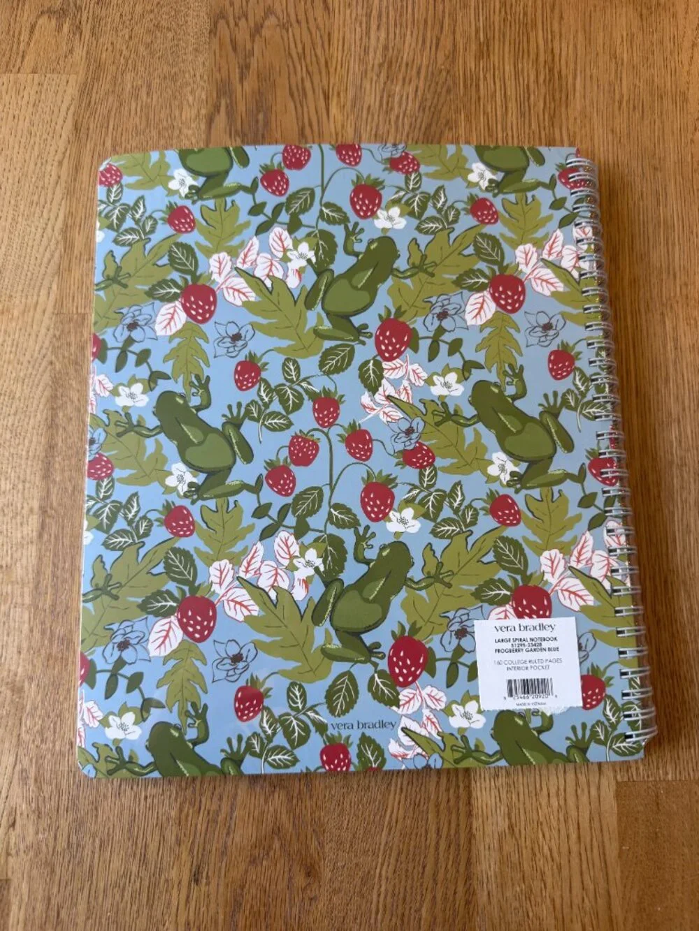 Vera Bradley Large Notebook Frogberry Garden Blue NWT